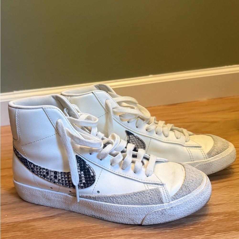 Nike White and Black High-Top Sneakers